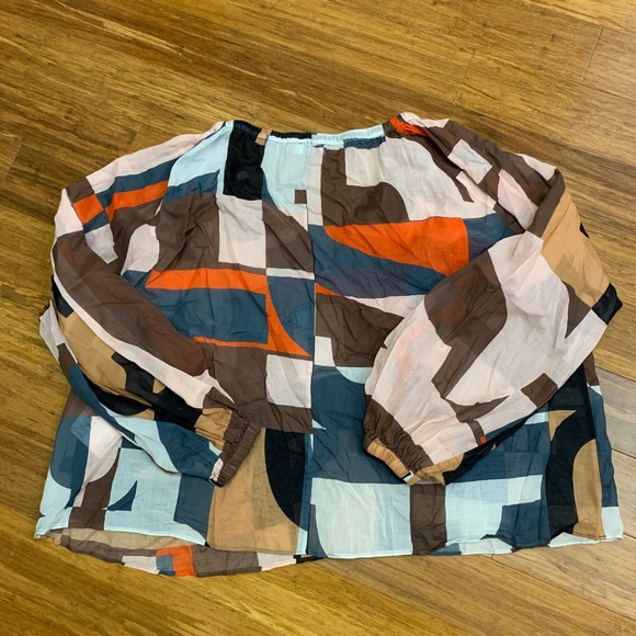 CLOSED Women's Multicolor Tunic‎ Blouse Long Sleeve V-Neck Pullover Top Size XS - Picture 4 of 8